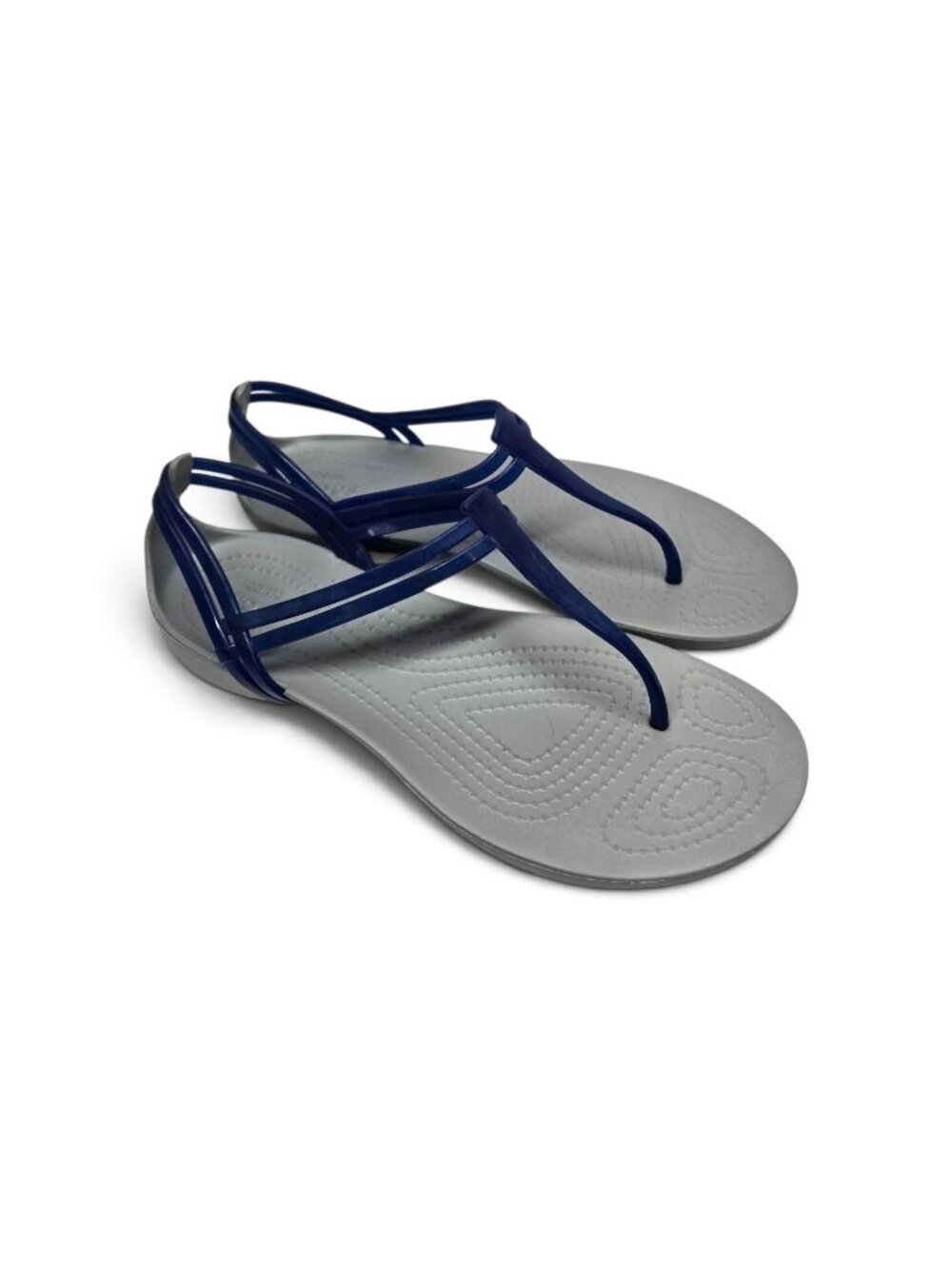 Crocs Isabella Women's Size 7 Blue/Grey Jelly T-Strap Iconic Comfort Sandals